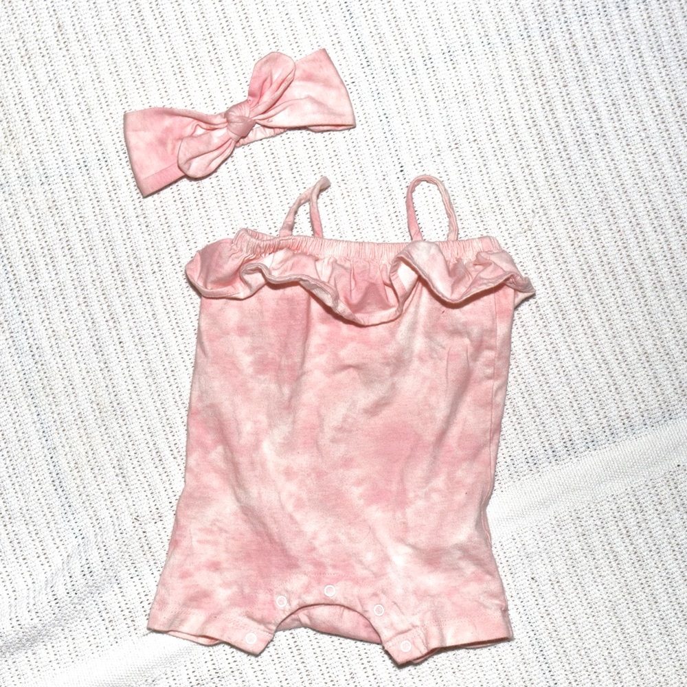 [3/$15] Baby girl romper and headband set